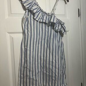 Snap Blue and White Striped Dress